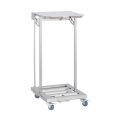 WASTE BAGS RACK WITH SLOW-CLOSING LID AND PEDAL, ON WHEELS, MATT STEEL